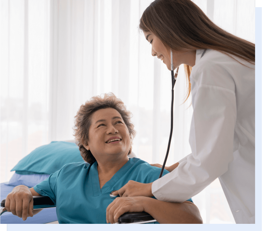 Doctor checking on patient with chronic illness